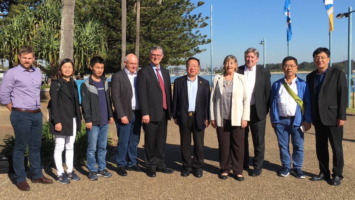 Welcome: Deputy Mayor Lisa Intemann and Chamber President Haydn Oriti on hand to welcome the Chinese delegation to Port Macquarie.