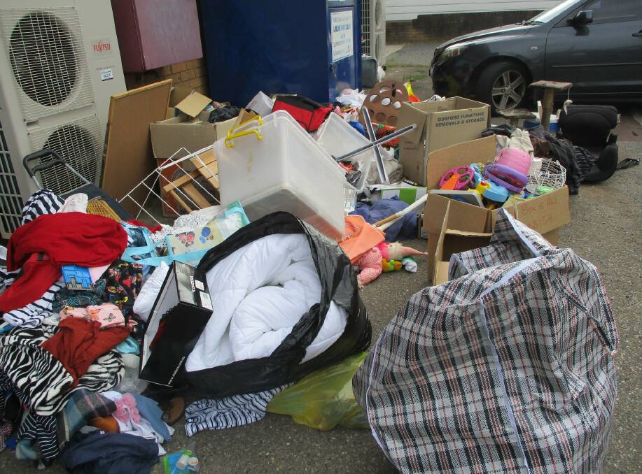 Dumping: Some of the items dumped at Lifeline's Gordon Street op-shop. Photo: Bev Harvey
