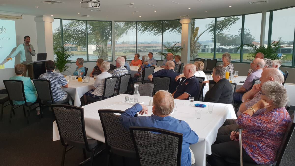 Mental health tips: Brendan Koivu giving his talk on mental health to members of the National Servicemen's Association Port Macquarie-Hastings sub-Branch.