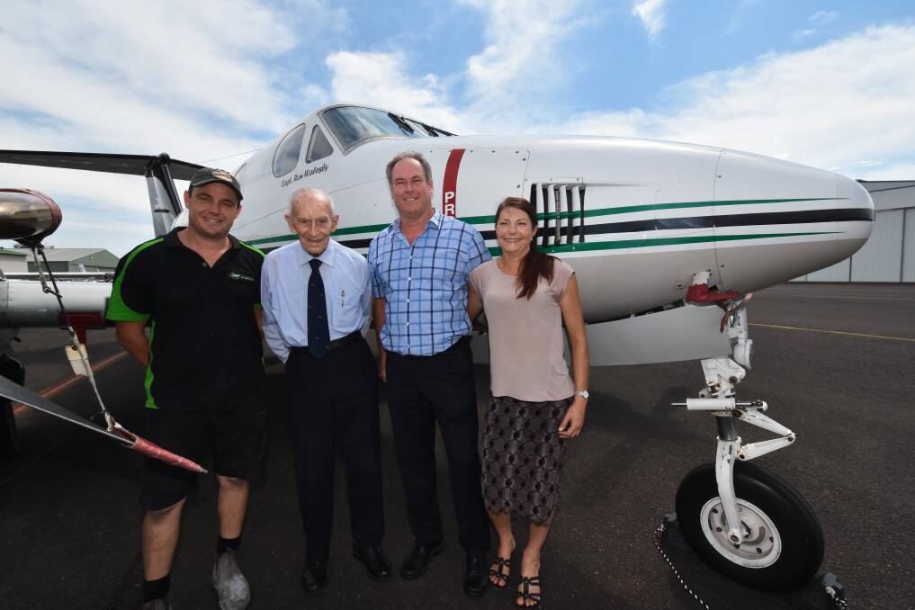 Flying high: Eastern Air Services CEO Christian Corse, Ron Walesby, director Shane Moore and head of maintenance Sharon Bates celebrating the first charter by the company to Lord Howe Island.