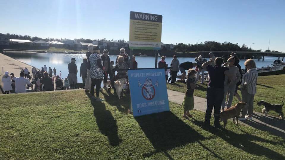 Protest: Broadwater Canal residents and dog lovers during Sunday's protest. Photo: Broadwater Residents Action Group
