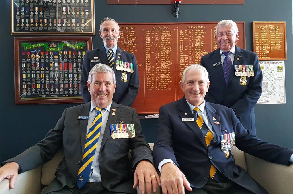 Join up: Port Macquarie RSL Sub-branch committee members, Greg Laird OAM, Gary Spencer, Brian Lewis and Colin Clark. The sub-branch has opened membership to affiliate members.