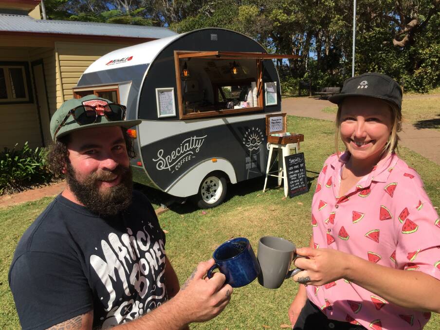 Love this place: Former Melbourne couple Andy Hoffman and Jess Davidson spent 14 months on the road selling coffee from their van and now call Port Macquarie home.