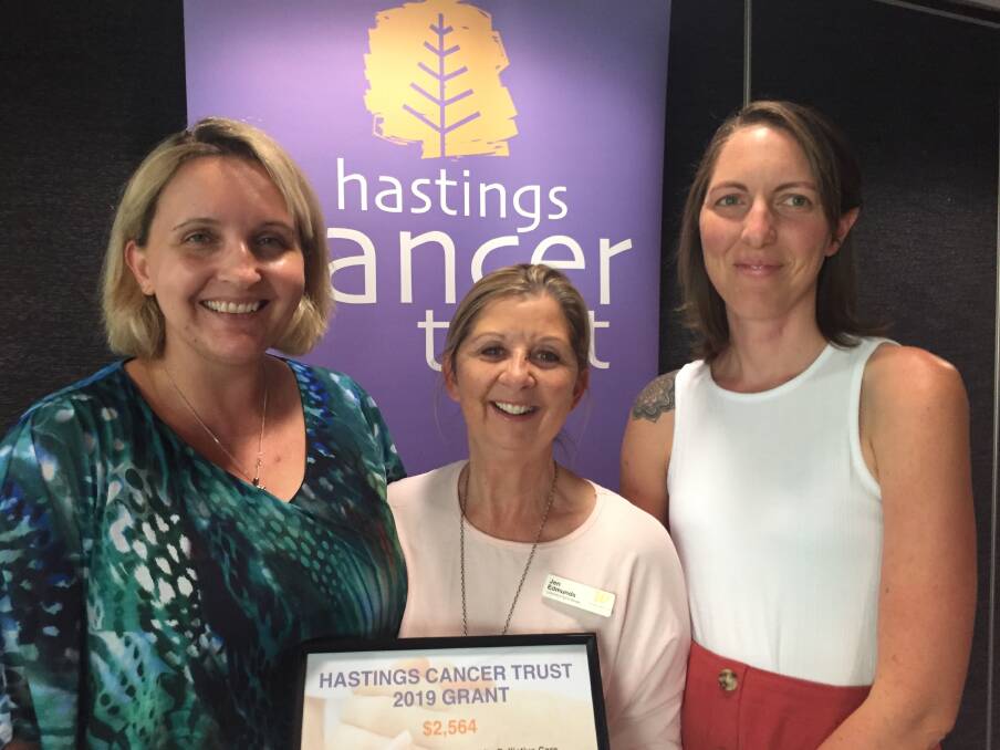 Trust grant: Community Palliative Care's Jo Denny, The Westport Club's Jenny Edmunds and Molly Warrener, a social work student from Charles Sturt University.