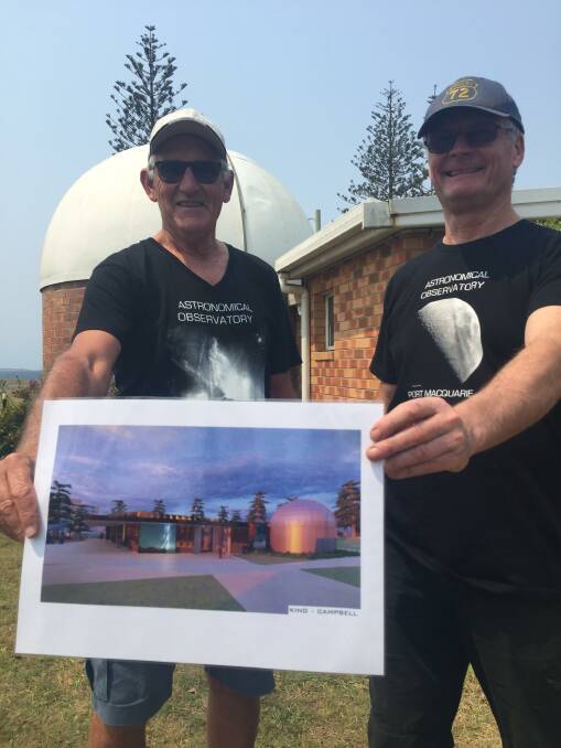 Volunteers: Port Macquarie Observatory Association vice president Chris Ireland and president Robert Brangwin are calling for more volunteers to help out at the popular observatory.