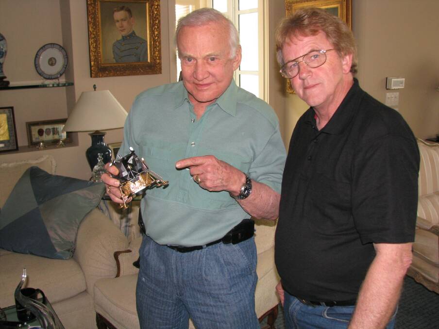 Man in the moon: Buzz Aldrin with Wauchope-based astronomer Dave Reneke. Photo: Dave Reneke