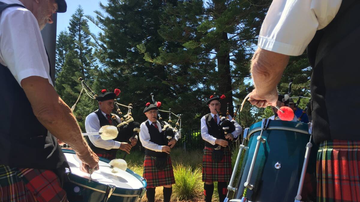 Appreciative crowd for International Bagpipes Day