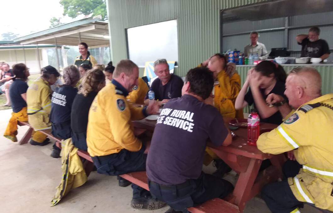 Hot meal: Visiting fire fighters received a hot meal at the Rolland Plains Recreational Trust Ground during the 2019 bushfires. Photo: Rolland Plains Community Group