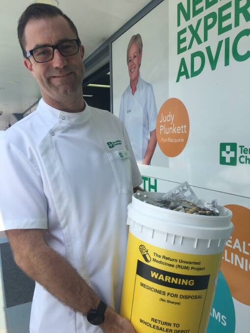 Clear them out: Pharmacist Tim Cole is urging residents to drop their unwanted or out-of-date medicines into the pharmacy.