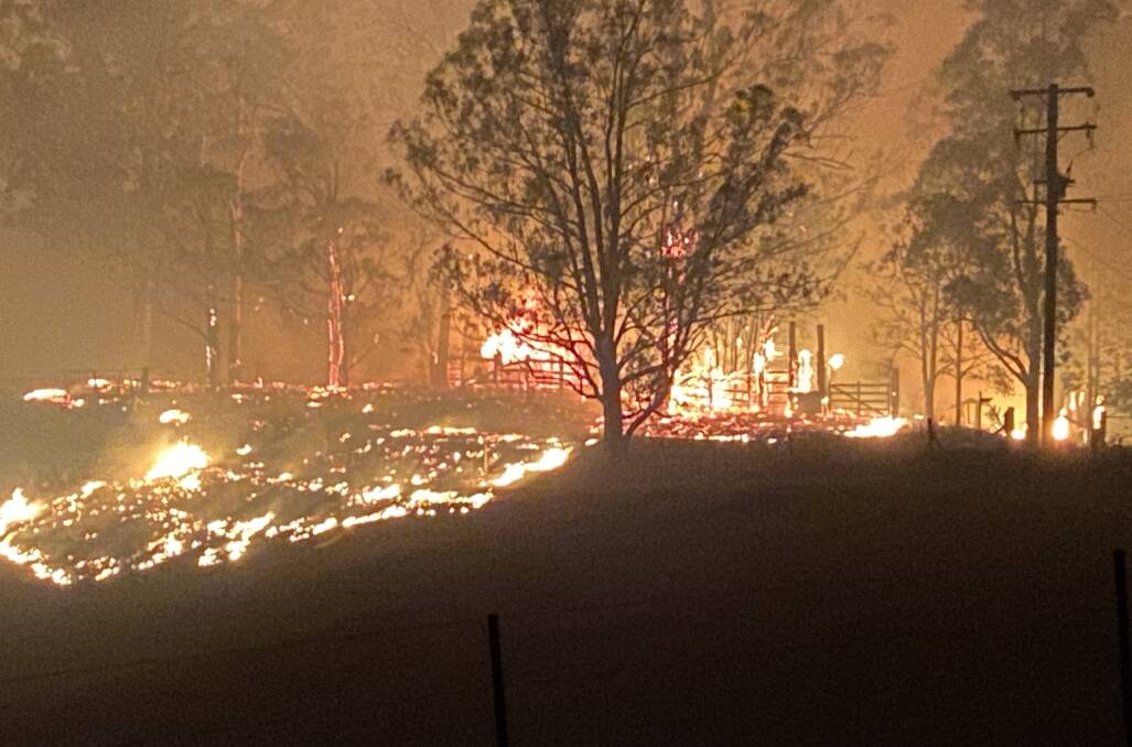 Fire on the ridge: Darren Sage says the bushfire moved quickly across their property.