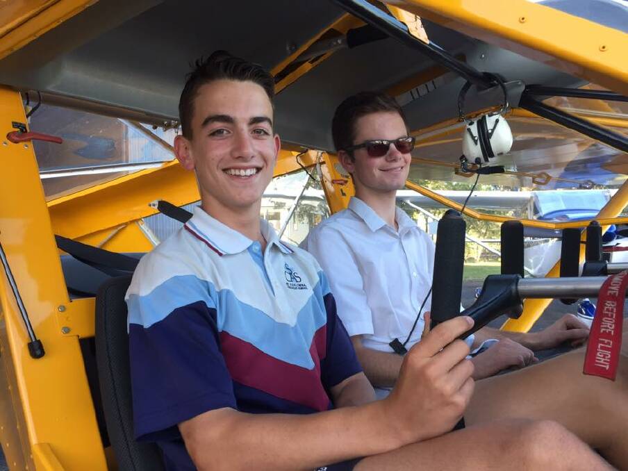 Up and away: 2018 Hastings District Flying Club scholarship recipients Maxwell Mangan and Nicholas Tessede. Photo: supplied