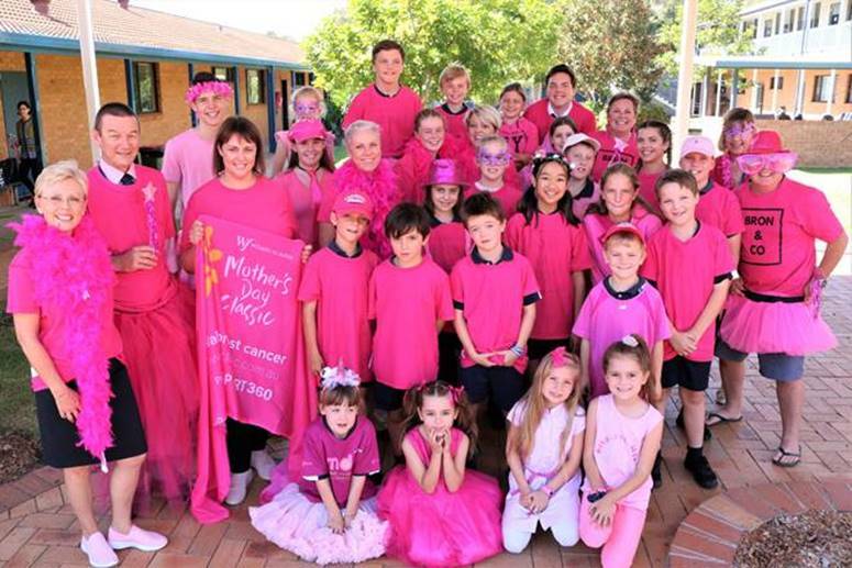 Going pink: Students, teachers and their families from the primary and secondary departments of Heritage Christian School are joining in to support the cause.