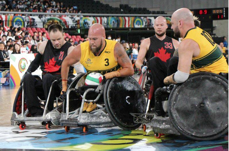 300 games: Port Macquarie's Ryley Batt chalked up 300 games as a Steeler during the side's win over Canada at the 2019 World Wheelchair Rugby Challenge in Tokyo. Photo: Paralympics Australia