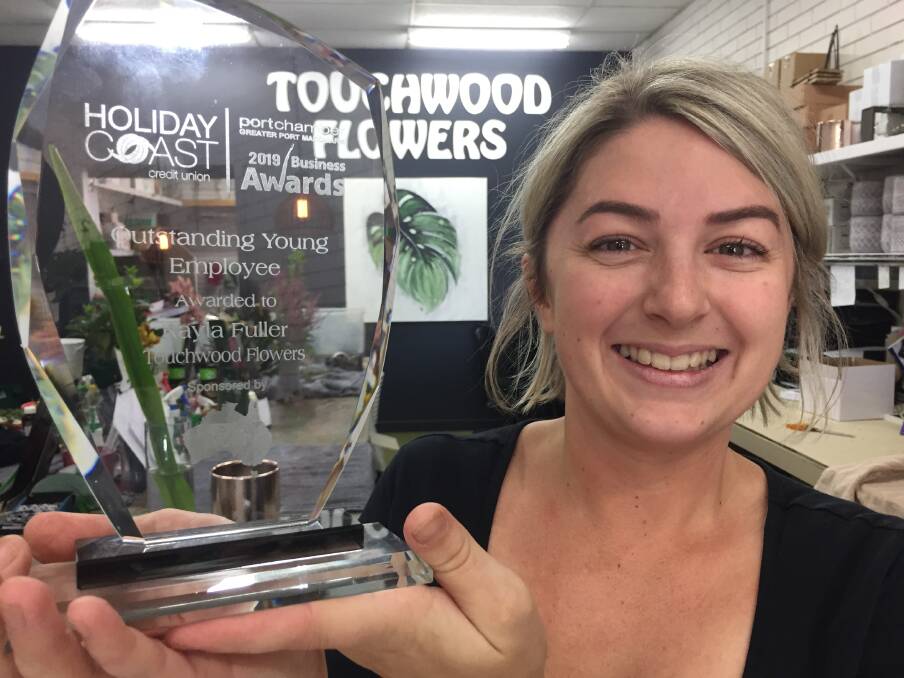 Big boost: Port Macquarie's Kayla Fuller says more young people should get involved in the business awards. Kayla is in line for the regional business awards to be announced on September 13.