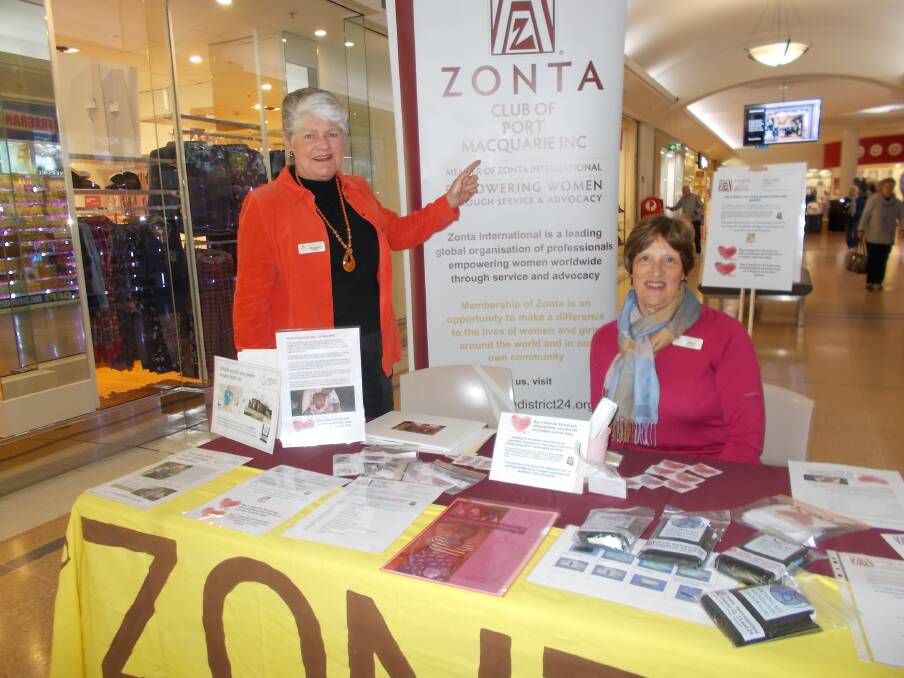 Raising awareness: Margaret Bateman and Robyn Richardson from Zonta Club of Port Macquarie at Wednesday's World Population Day stall. Photo: supplied