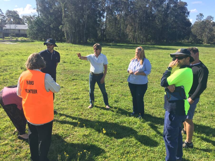 Park plans: Port Macquarie-Hastings Council staff members Liam Bulley,Ben White and Craig Luff met with North Side Progress Association committee members Kingsley Searle, Carla McKern, Roslyn Galbraith and Narelle Milligan. 