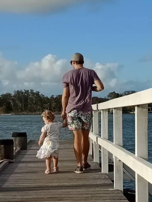 Sunshine: Jay and Ella Sisson enjoying the continued warm weather in the Port Macquarie-Hastings.