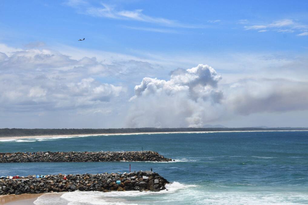 Out of control: The Big Hill fire at Crescent Head dominating the Port Macquarie vista. Photo Ivan Sajko