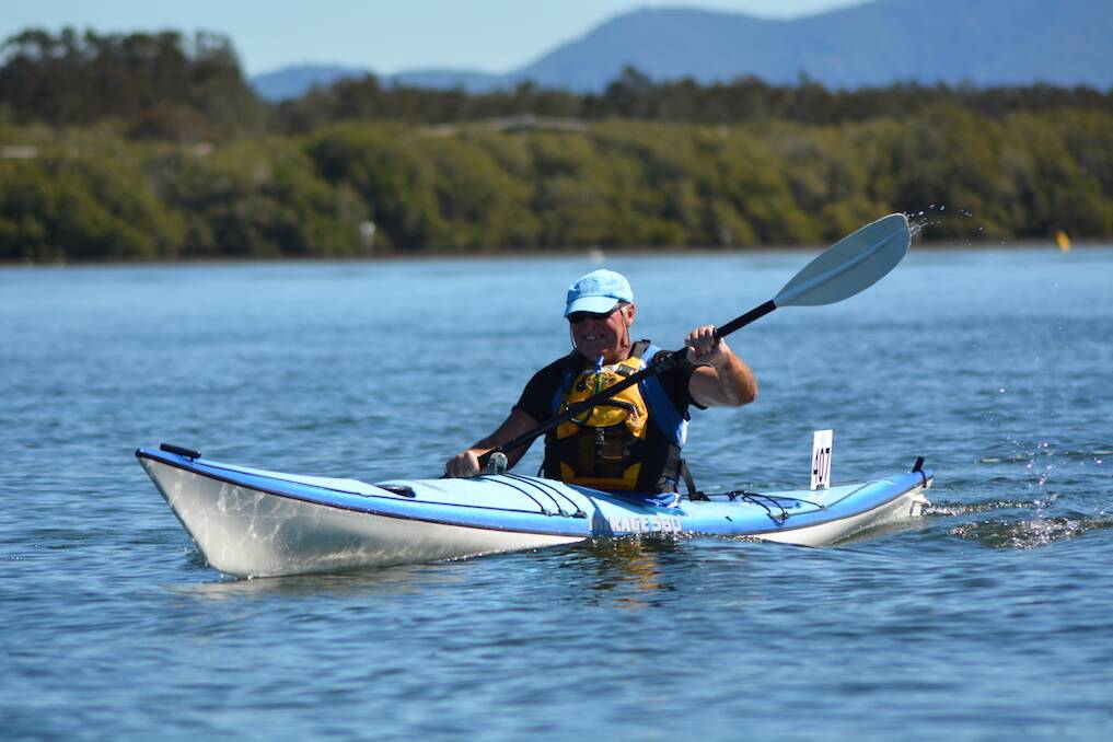 Paddling along: A competitor in the 2016 3 Rivers Marathon race. Photo: Port Macquarie Rowing Club