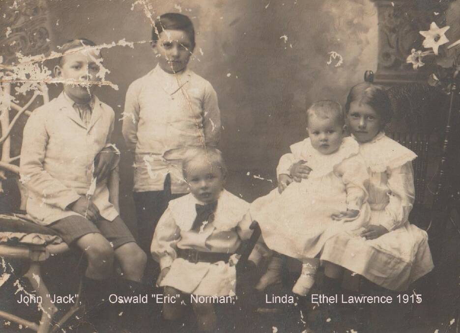 Brown reunion: Jack, Eric, Norman, Linda and Ethel Lawrence from around 1915.