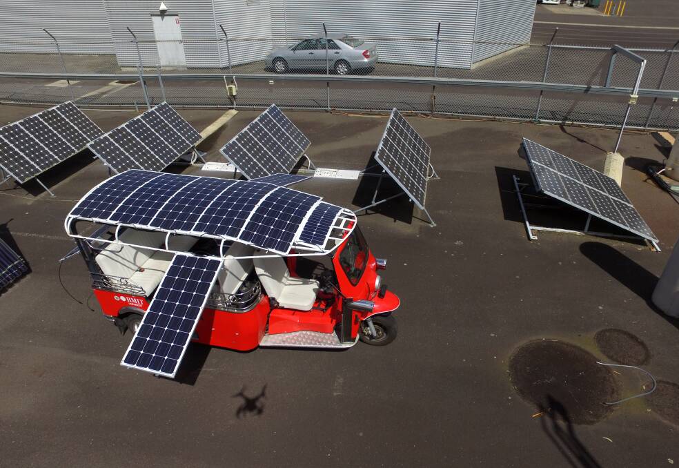 Solar powered: This re-engineered tuk tuk will arrive in Port Macquarie on Tuesday December 4.