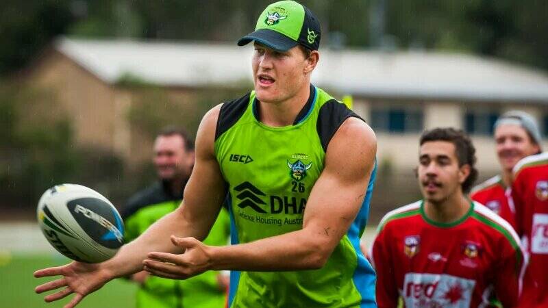 Rhys Kennedy trains with Canberra earlier in his career. Photo: Raiders Media