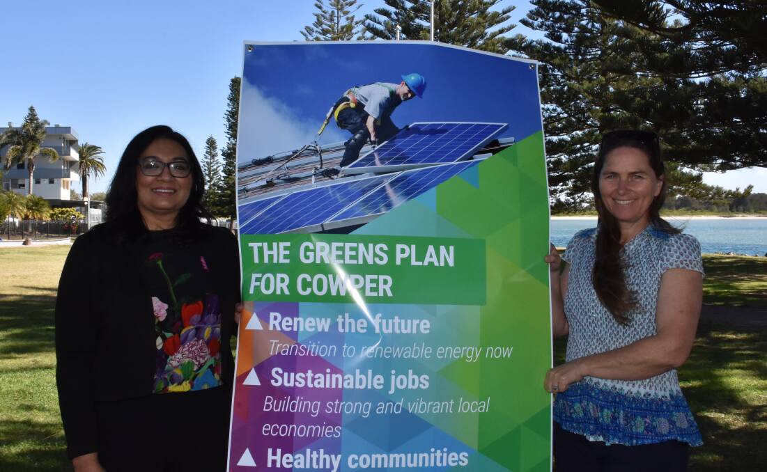 LAUNCHING THE CAMPAIGN: Dr Mehreen Faruqi came to Port Macquarie to support the Greens candidate for Cowper, Dr Sally Townley.