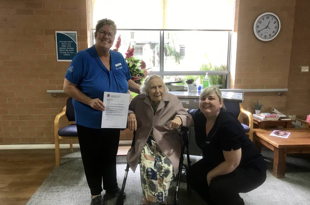 CHANGING THE LAW: Bundaleer resident Margaret Huckett celebrates the good news with manager of quality, Karen Slater, and director of care, Michelle Slater.