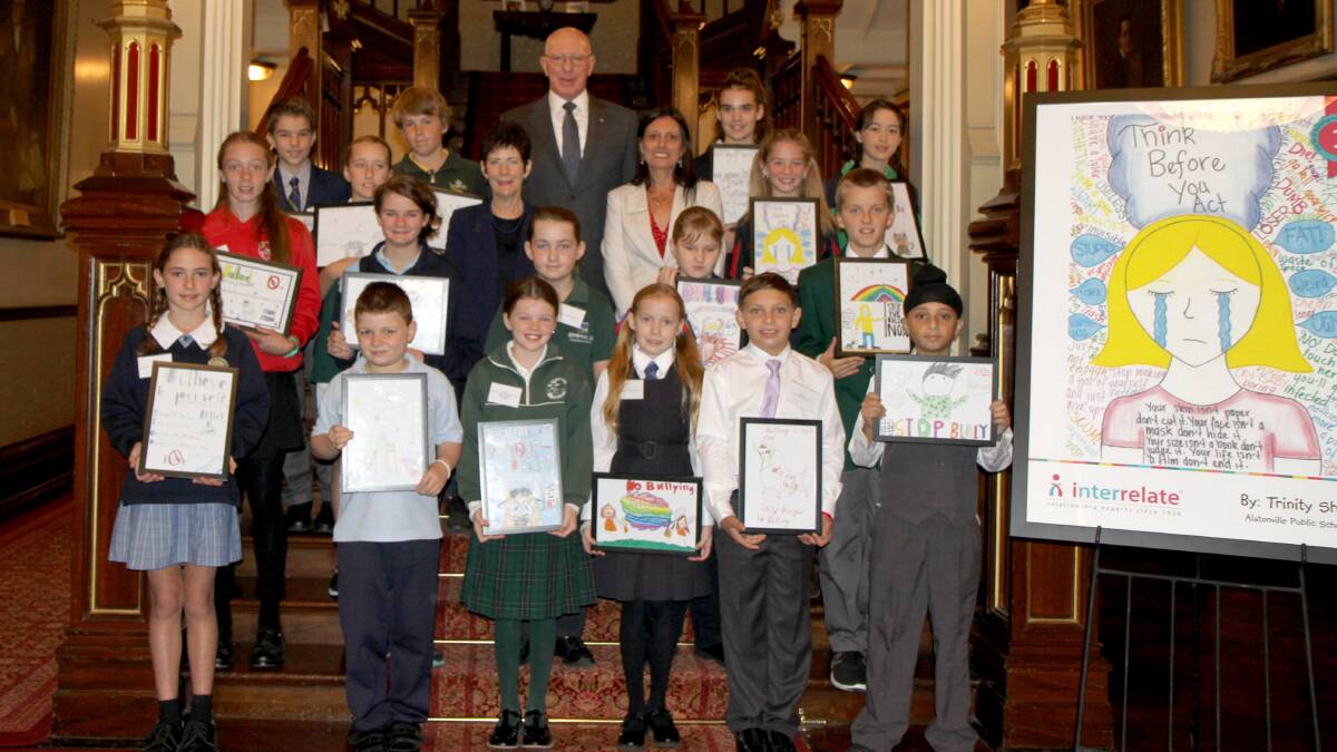 Regional finalists in the poster competition at Government House.