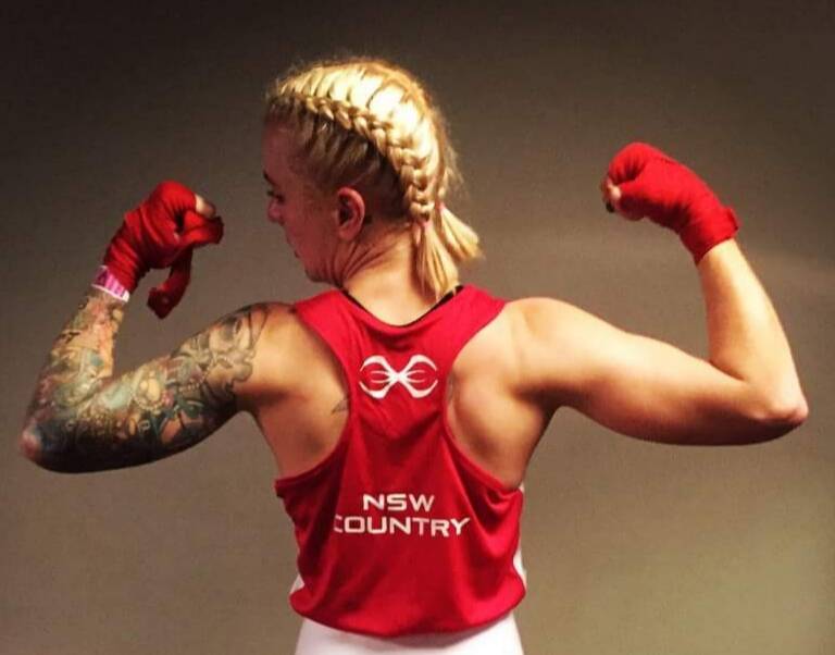 WINNER: Skye Hollis from Wauchope Boxing Club took the first win of the night for the NSW Country team in Saturday's NSW City vs Country Tournament in Doyalson, and she was awarded the NSW Country Team Fighter of the Night.