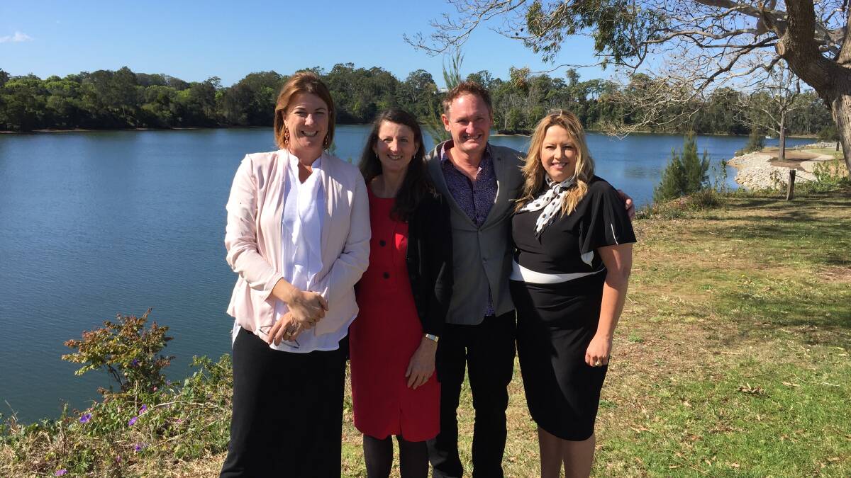 BOOST: Oxley member Melinda Pavey MP, Cr Sharon Griffiths, Wauchope Chamber president Gary Rainbow and Mayor Peta Pinson at Rocks Ferry Reserve.