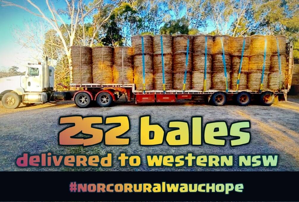 Norco Rural have delivered 252 bales to Western NSW and Wauchope people are continuing to donate to them.
