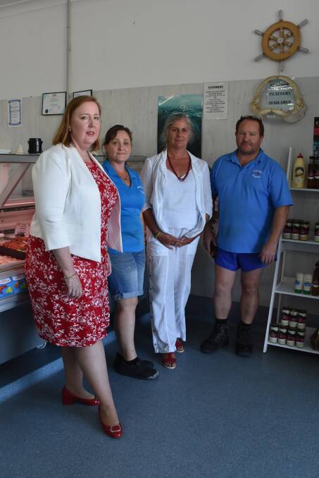 SYMPATHETIC: Labor's Jenny Aitchison, Wauchope Seafoods' Karen Millward, Labor's Susan Jenvey and Matt Millward.