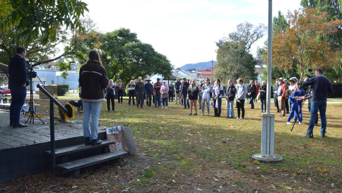 A crowd of around 60 people gathered at the Gloucester School Strike 4 Climate in Billabong Park earlier in the year.