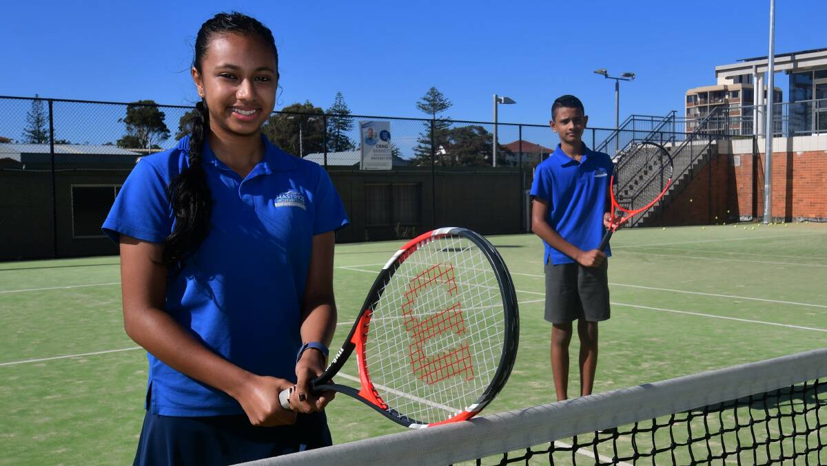 Ready for a hit: Celine and Abhishek Amada will hit the courts for the school holiday tennis clinics in December and January.