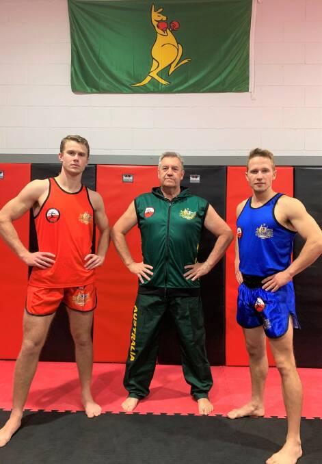 Flying the flag: Michael Woodward, Kevin Blundell and Sam Cobourn will head to China for the World Wushu Championships, starting Saturday. Photo: supplied