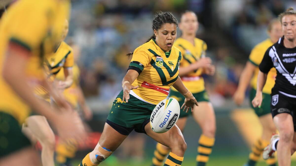 Back on deck: Simone Smith (pictured playing for the Jillaroos) could make her NRLW debut for Sydney Roosters this weekend in Melbourne. Photo: Grant Trouville/NRL Photos