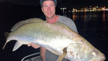 Brice Hayward recently caught this terrific 20 kilogram mulloway in the Hastings River on a locally made Koolabung Jewie lure. Photo supplied