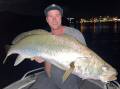 Brice Hayward recently caught this terrific 20 kilogram mulloway in the Hastings River on a locally made Koolabung Jewie lure. Photo supplied