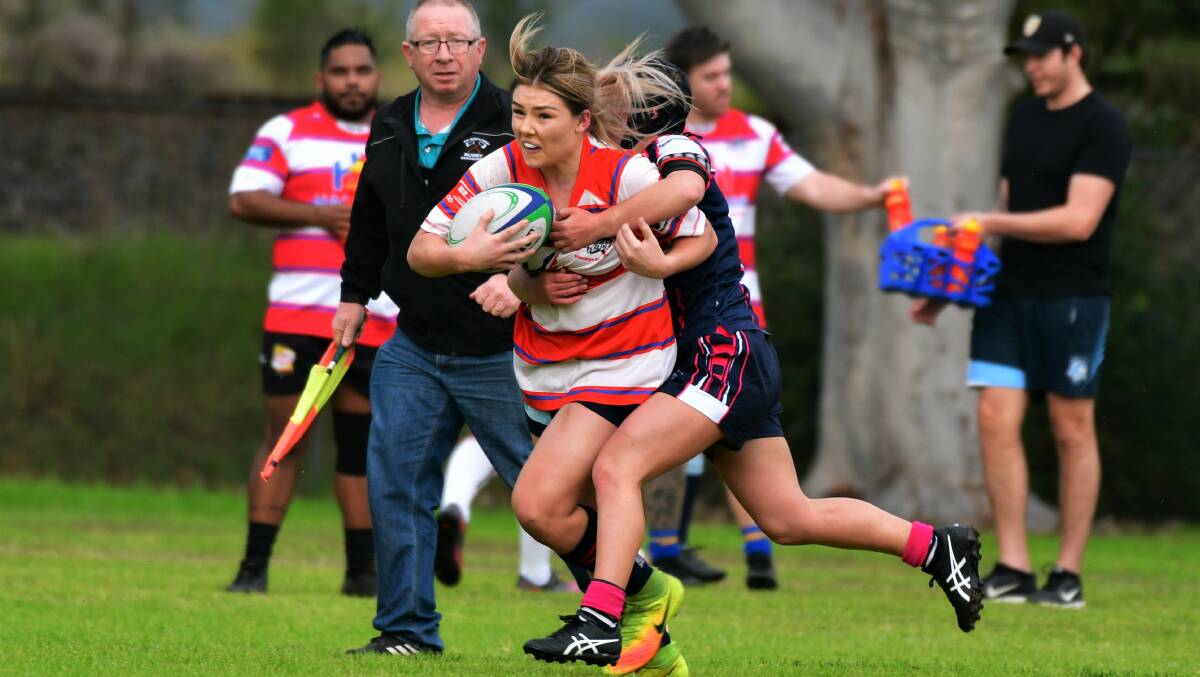 She's away: Ebony Sims in action for Wauchope in the 2020 lower Mid North Coast women's 10s season. Photo: Paul Jobber