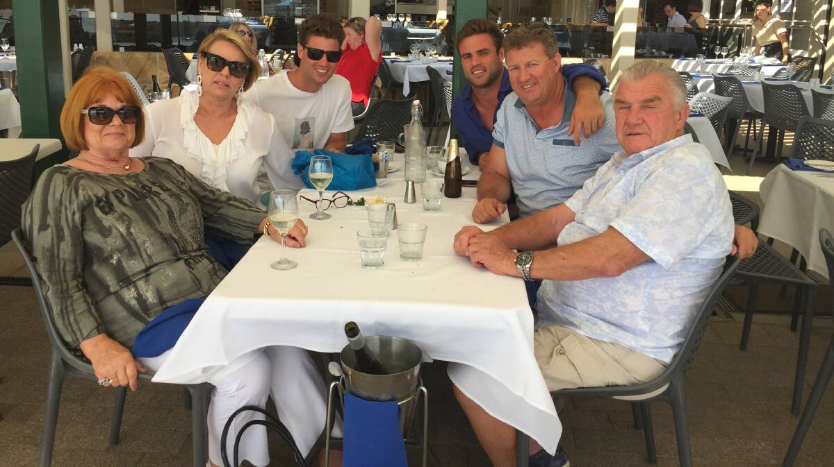 Family time: Dave Roods' mother-in-law Noelene Piggins, wife Tracie and sons Jordan and Brogan, Dave, then father in law George Piggins. Photo: supplied