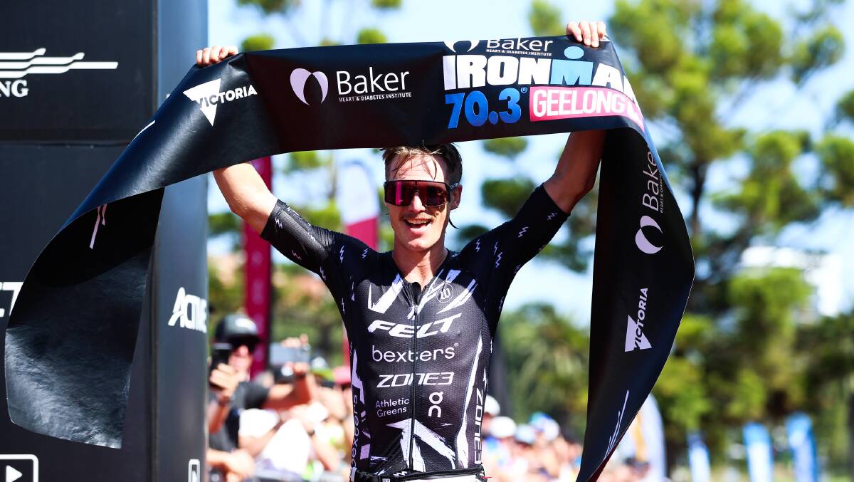 Winner: Josh Amberger took out the Ironman 70.3 at Geelong last month. Photo: supplied
