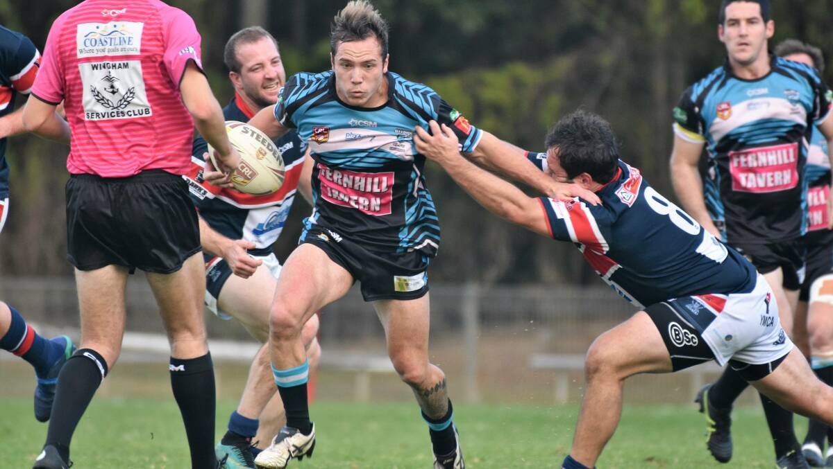 On the move: Sharks fullback Mitch Wilbow breaks through the Old Bar defence in 2019. Photo: Paul Jobber