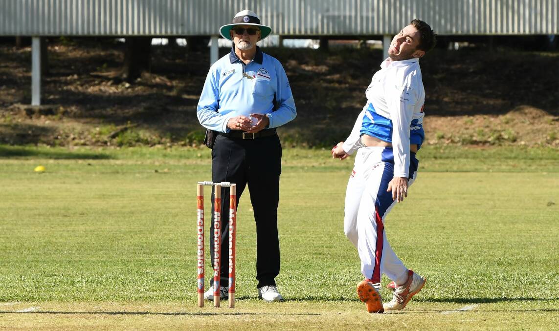 Wauchope's Ryan Bray sends down a delivery. Picture by Penny Tamblyn