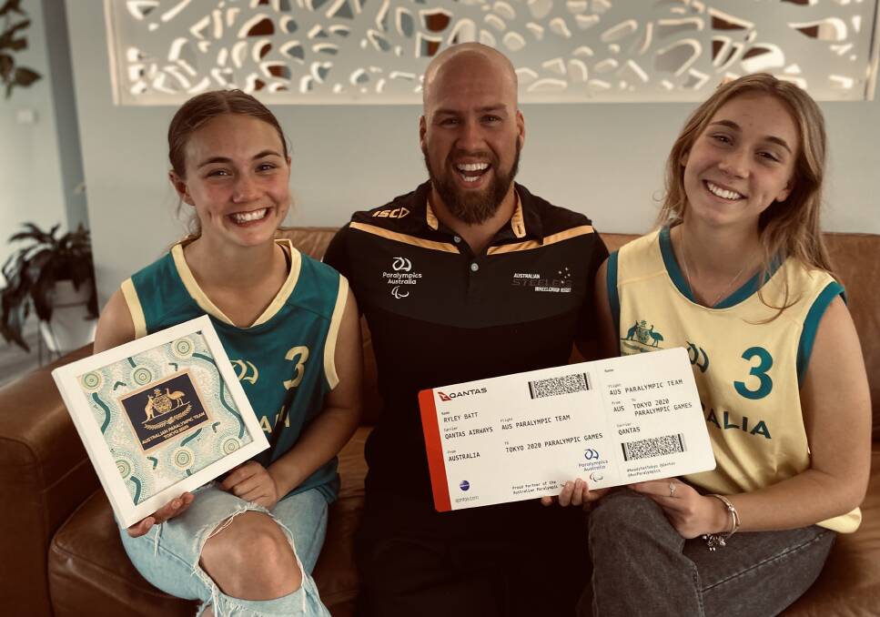 Proud as punch: Lillian and Aaliyah Batt will be proud spectators from Port Macquarie as dad Ryley leads Australia at the Tokyo Paralympic Games. Photo: supplied/Ryley Batt