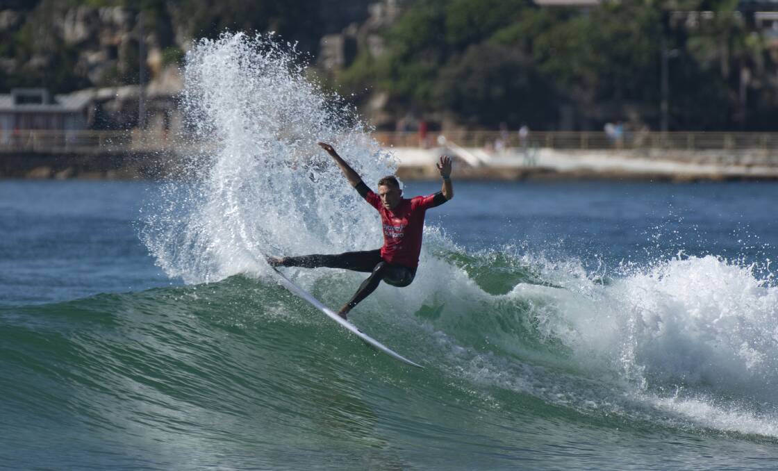 Strong effort: Matt Banting during last week's Sydney Surf Pro at Manly Beach. Photo: Ethan Smith