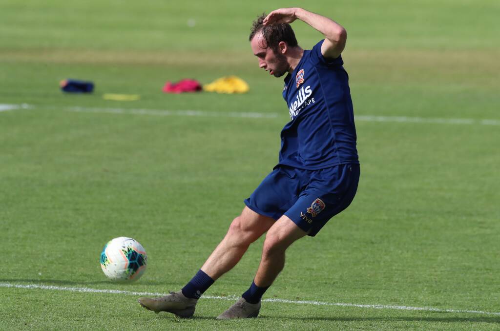 Familiar surrounds: Angus Thurgate is back at training with the Newcastle Jets. Photo: Sproule Sports Focus