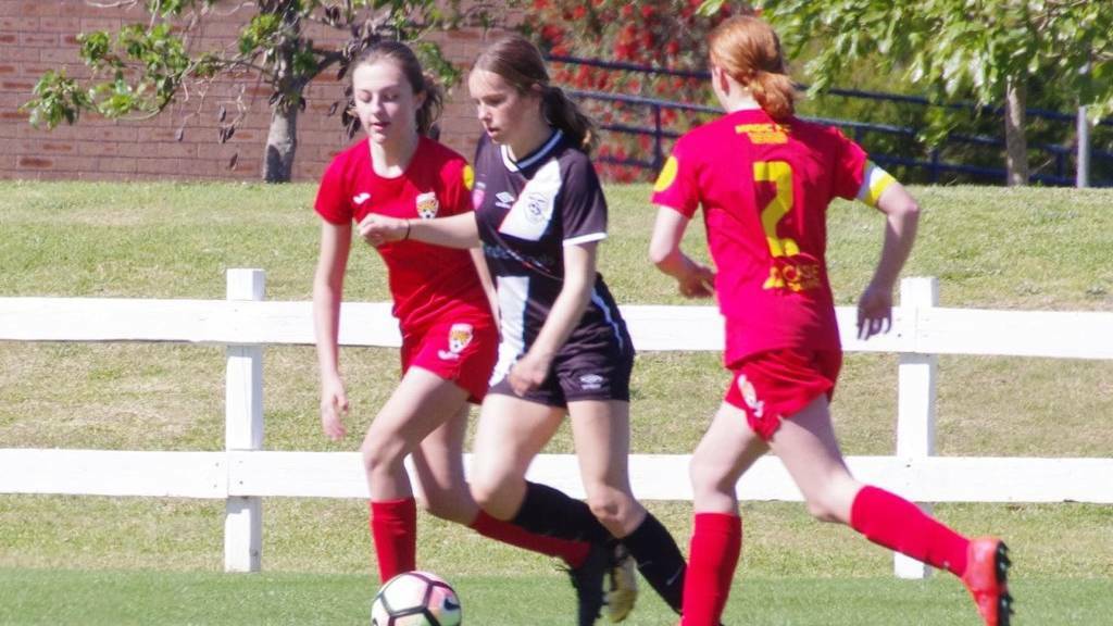 Another shot: Mid Coast under-14 girls are into another WPL grand final following a victory over Merewether on Sunday. Photo: Meg Douglass