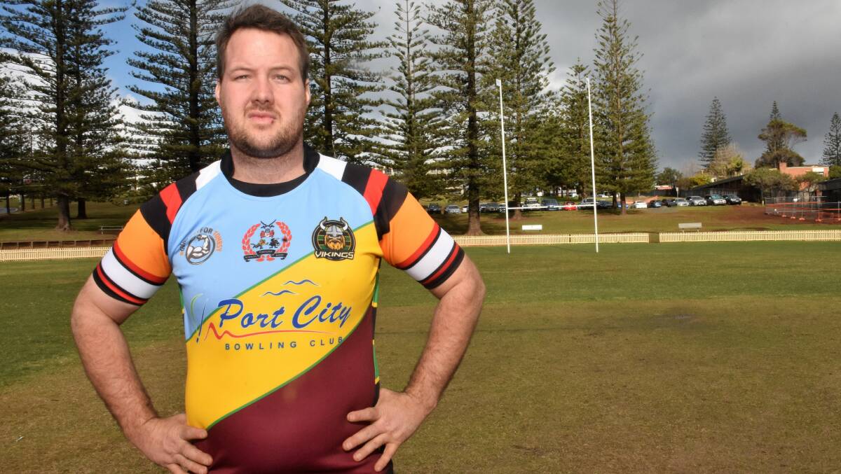 Different colours: Lyndon Gale in the specially designed jerseys Hastings Valley will wear on Saturday. Photo: Paul Jobber