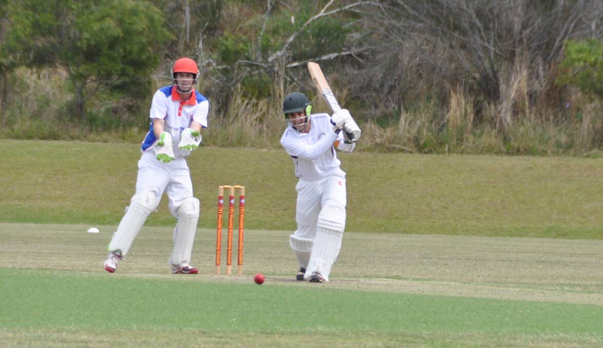 In the gap: Macquarie Hotel opener Liam Coelho drives through the covers during their 21-run win over Wauchope.